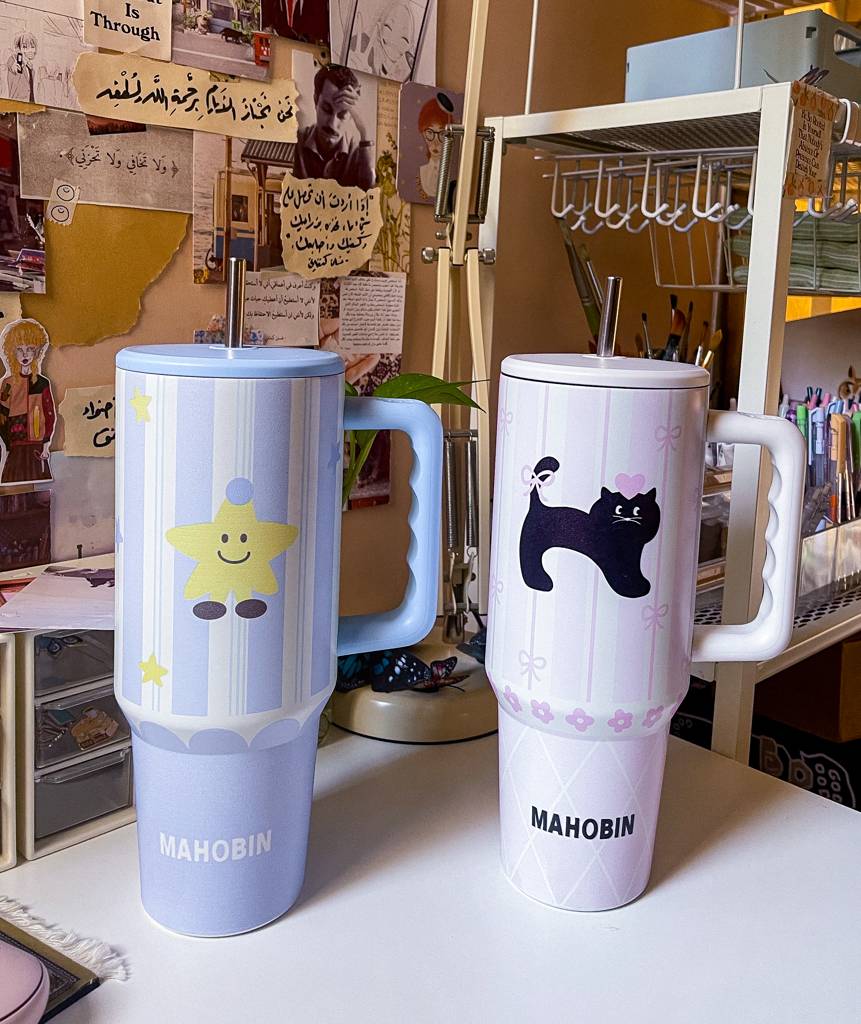 🐈‍⬛🌟كوب حراري سعة 1.183 لتر برسومات مميزة