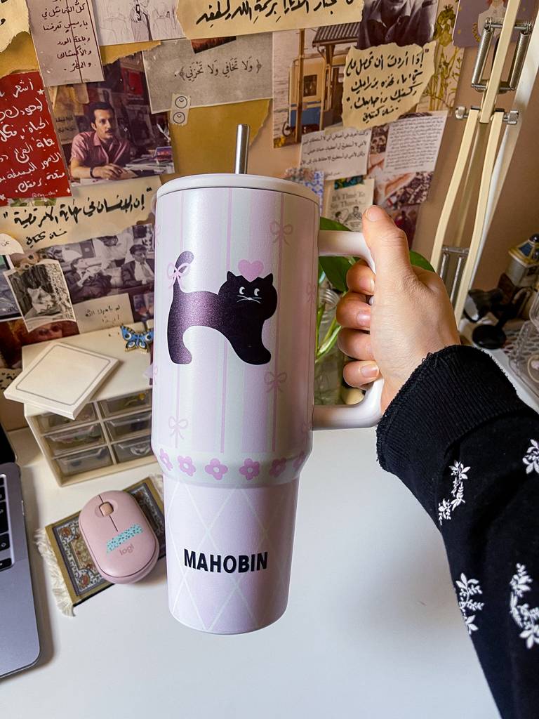 🐈‍⬛🌟كوب حراري سعة 1.183 لتر برسومات مميزة