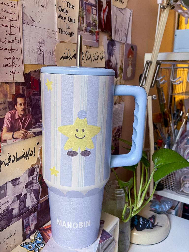 🐈‍⬛🌟كوب حراري سعة 1.183 لتر برسومات مميزة